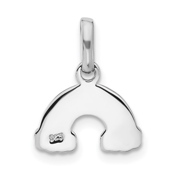 Sterling Silver Rhodium-plated Enameled Glitter Rainbow Pendant - Picture 3 of 4